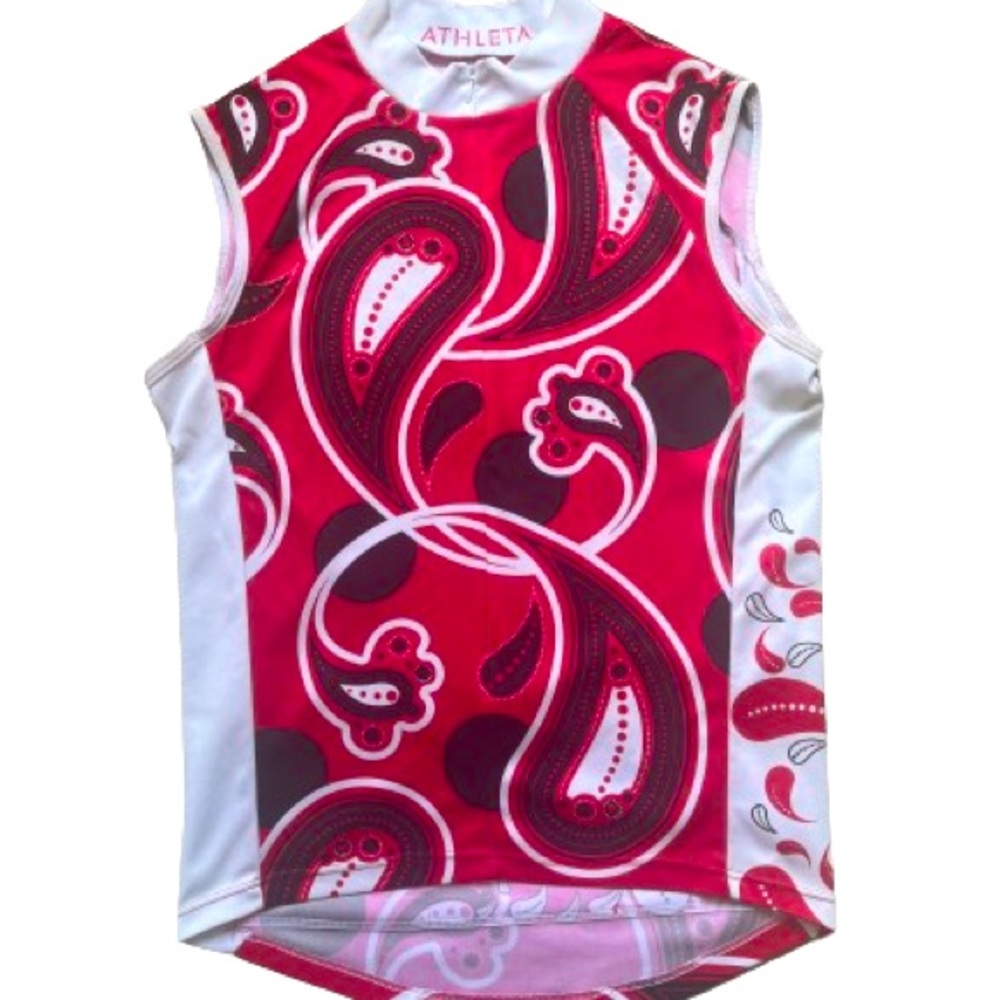 ATHLETA PAISLEY PRINT SLEEVELESS BIKE CYCLING JERSEY SIZE L